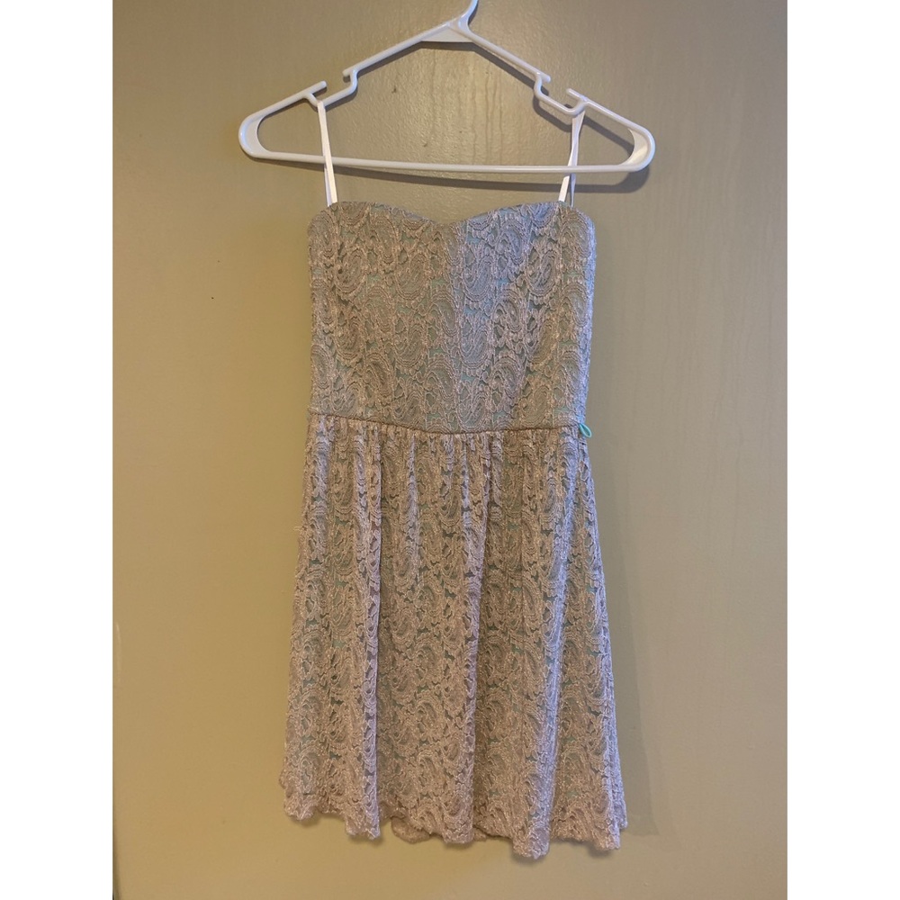 Deb Strapless Floral Lace Dress